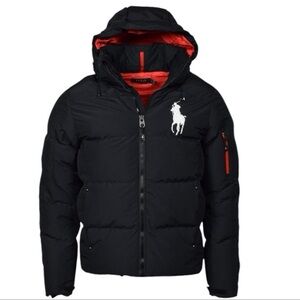 Polo Ralph Lauren Big & Tall Men's Black/Red Lining Big Pony Puffer Down Jacket